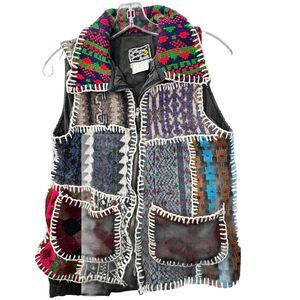 Vintage 90’s Y2K Jou Jou Full Zip Vest Women’s Small‎ / Medium Funky Folk Artsy